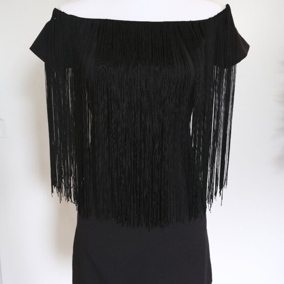 ✰ Black Fringed Zara Mini Dress - Off the Shoulder with Festival-Ready Style ✰ - Picture 6 of 15